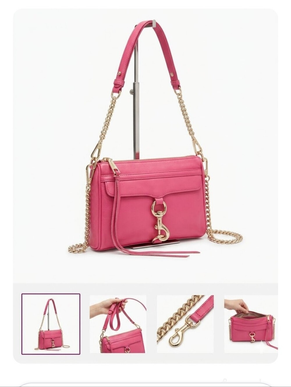 Rebecca Taylor Mac Crossbody Chain Strap Bag In Cherry Red - Picture 2 of 8